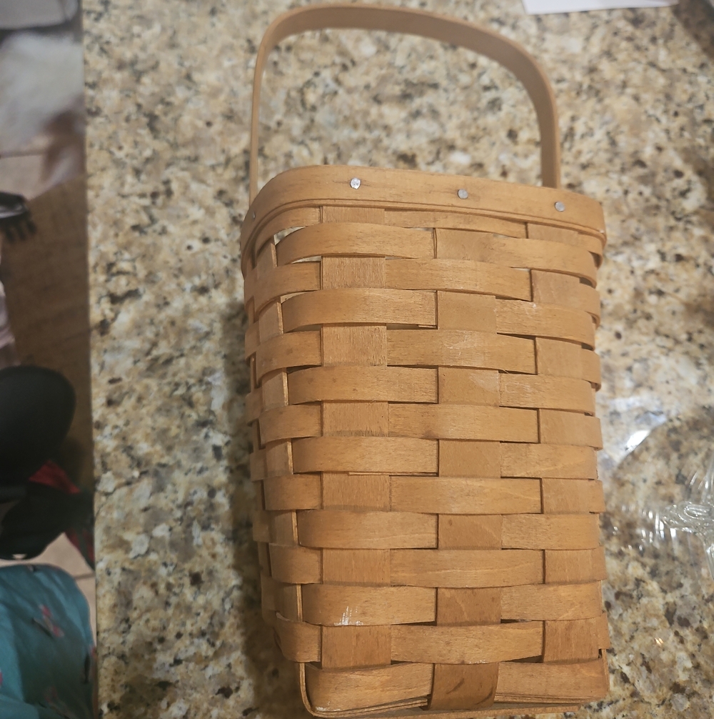 Longaberger Woven Wood Basket Purse in Natural Tan